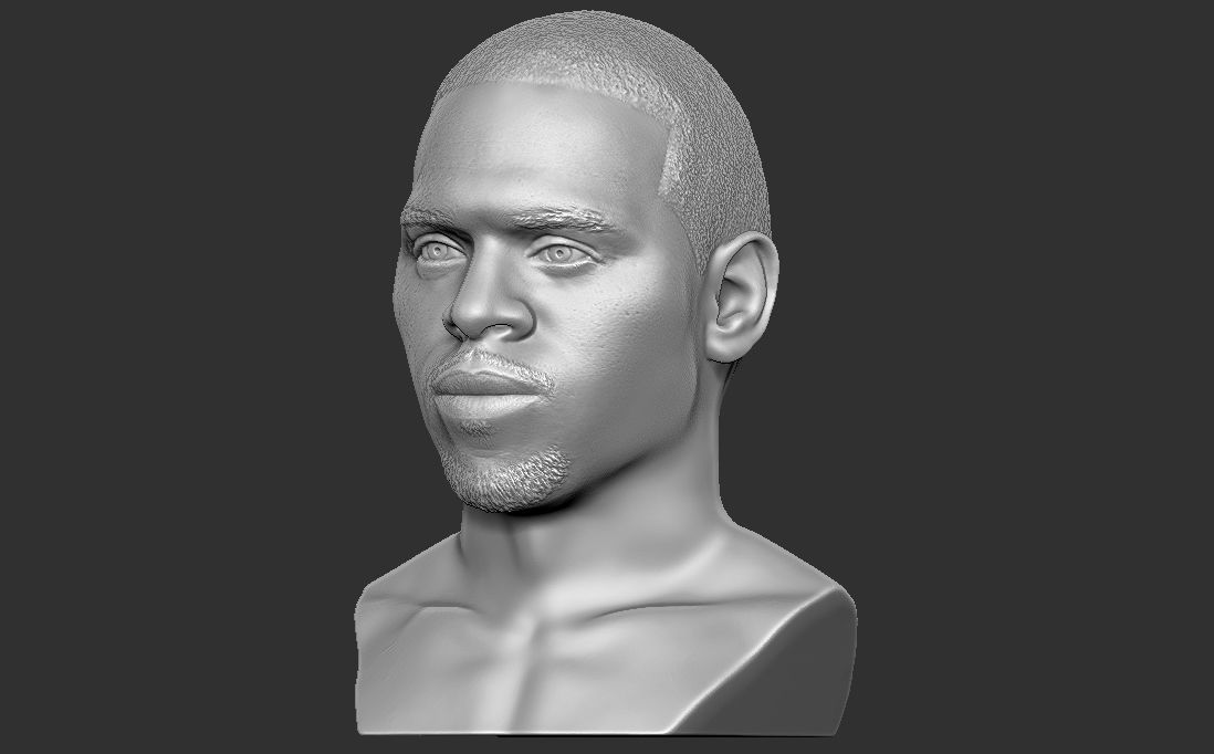 Chris Brown bust for 3D printing 3D print model_7