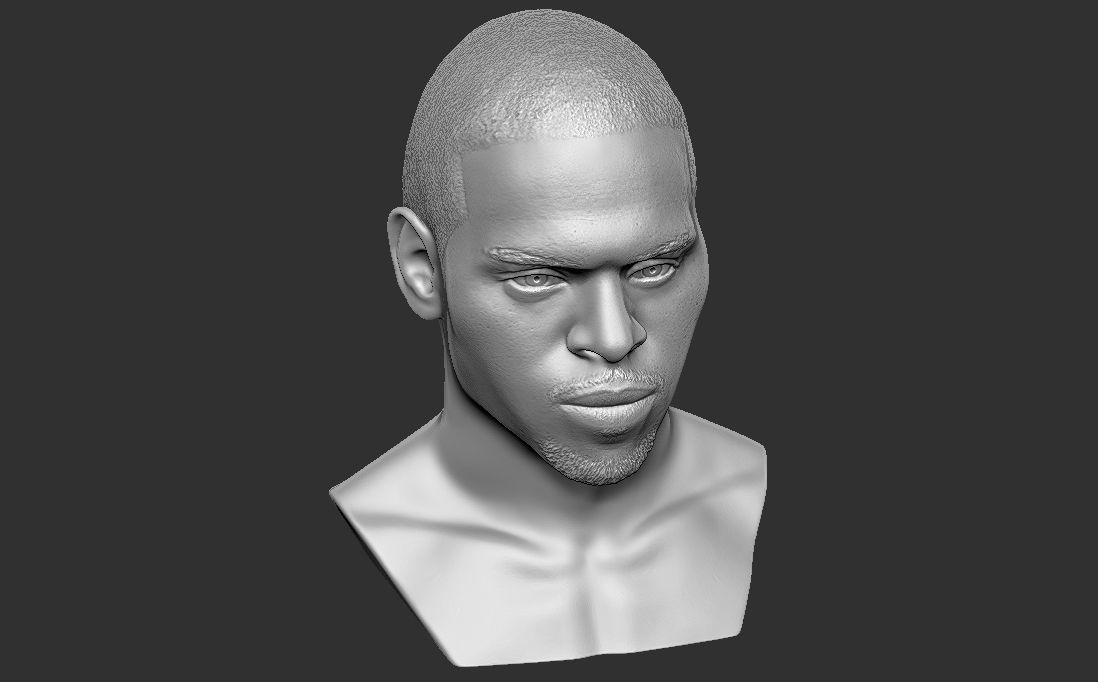 Chris Brown bust for 3D printing 3D print model_18
