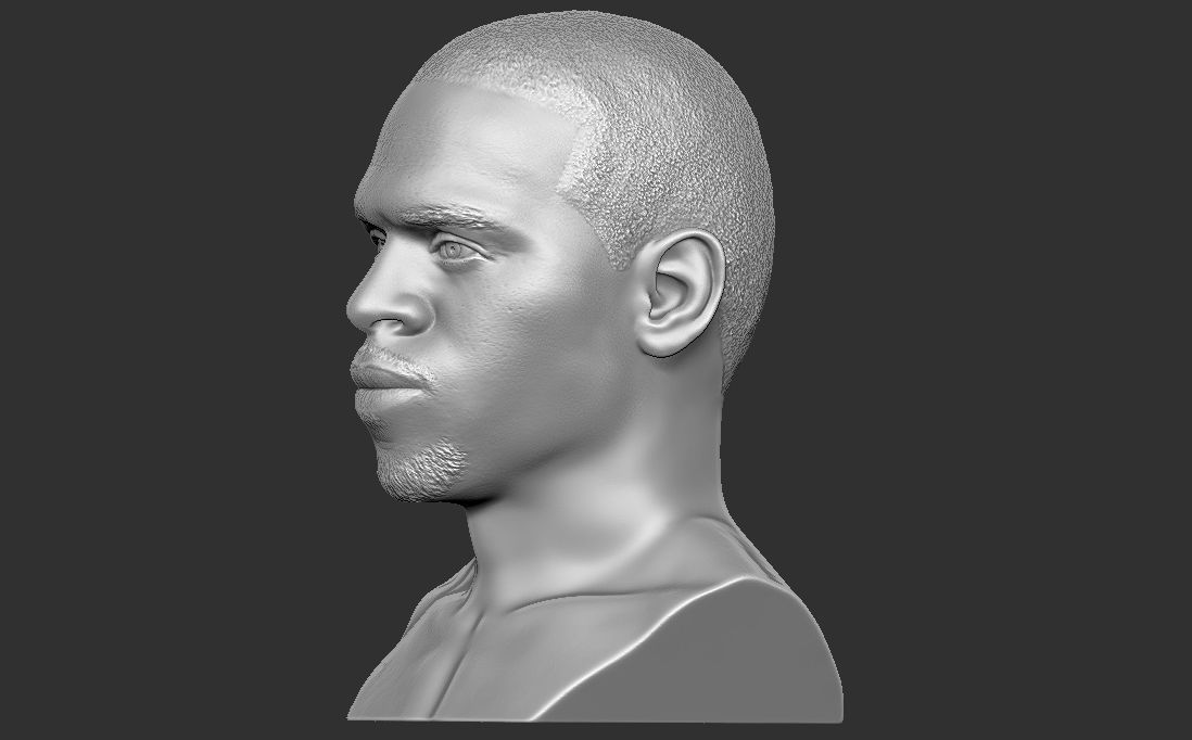 Chris Brown bust for 3D printing 3D print model_9