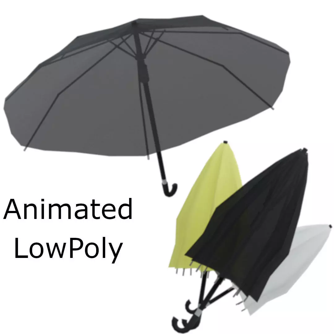 Umbrella animated Low-poly 3D model