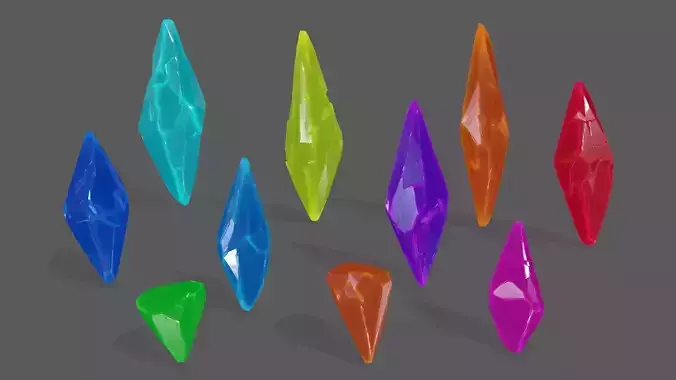 crystal set three crystals Low-poly 3D model