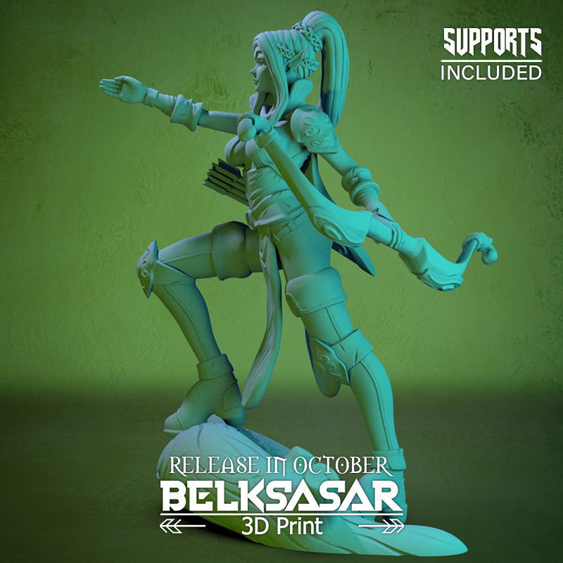 Grove Archer Elf Girl Normal and Nude  3D print model_6