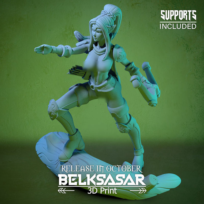 Grove Archer Elf Girl Normal and Nude  3D print model_29