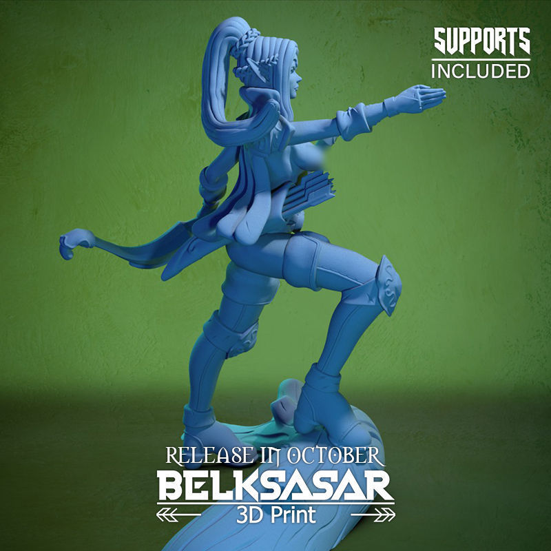 Grove Archer Elf Girl Normal and Nude  3D print model_11