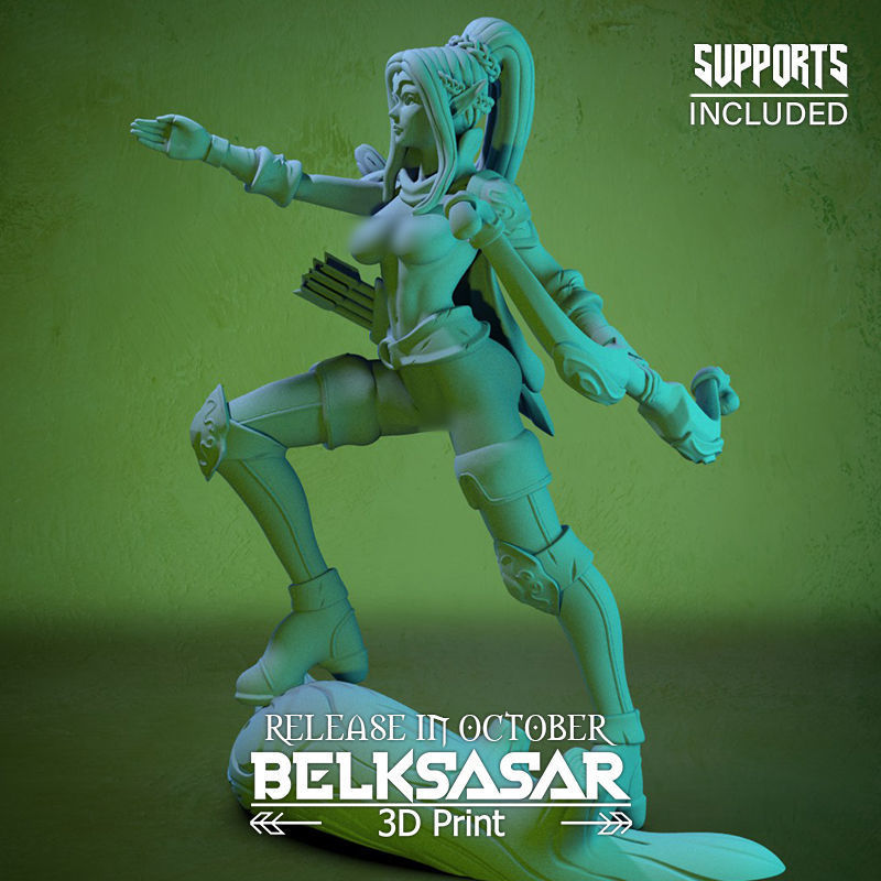 Grove Archer Elf Girl Normal and Nude  3D print model_3