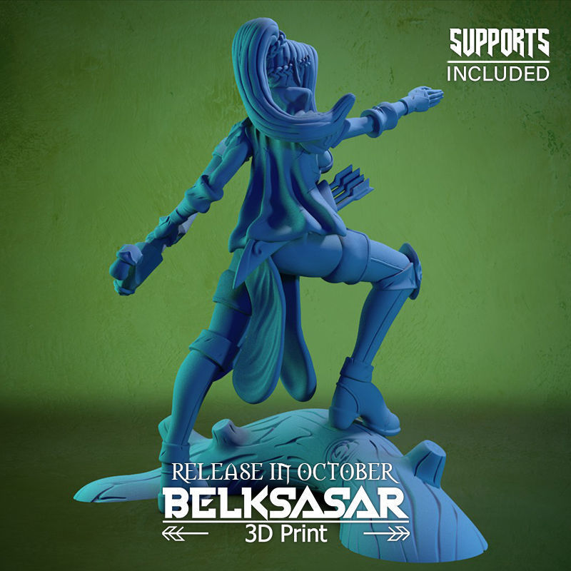 Grove Archer Elf Girl Normal and Nude  3D print model_12