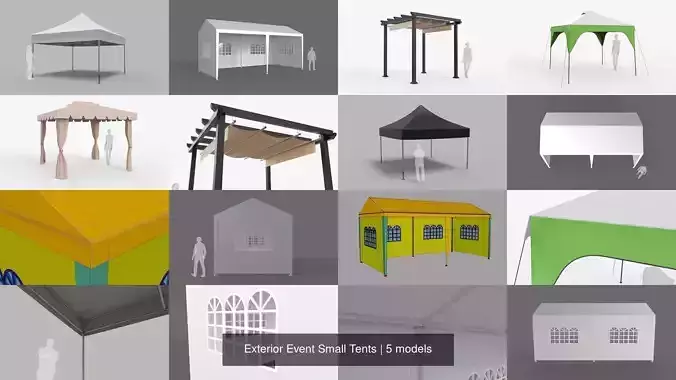 Exterior Event Small Tents 3D Model Collection