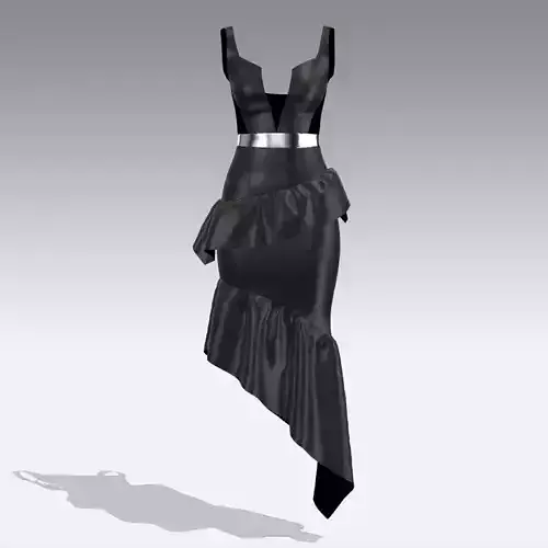 DRESS METALIC BELT WINDOW FRONT LEATHER BLACK DRESS