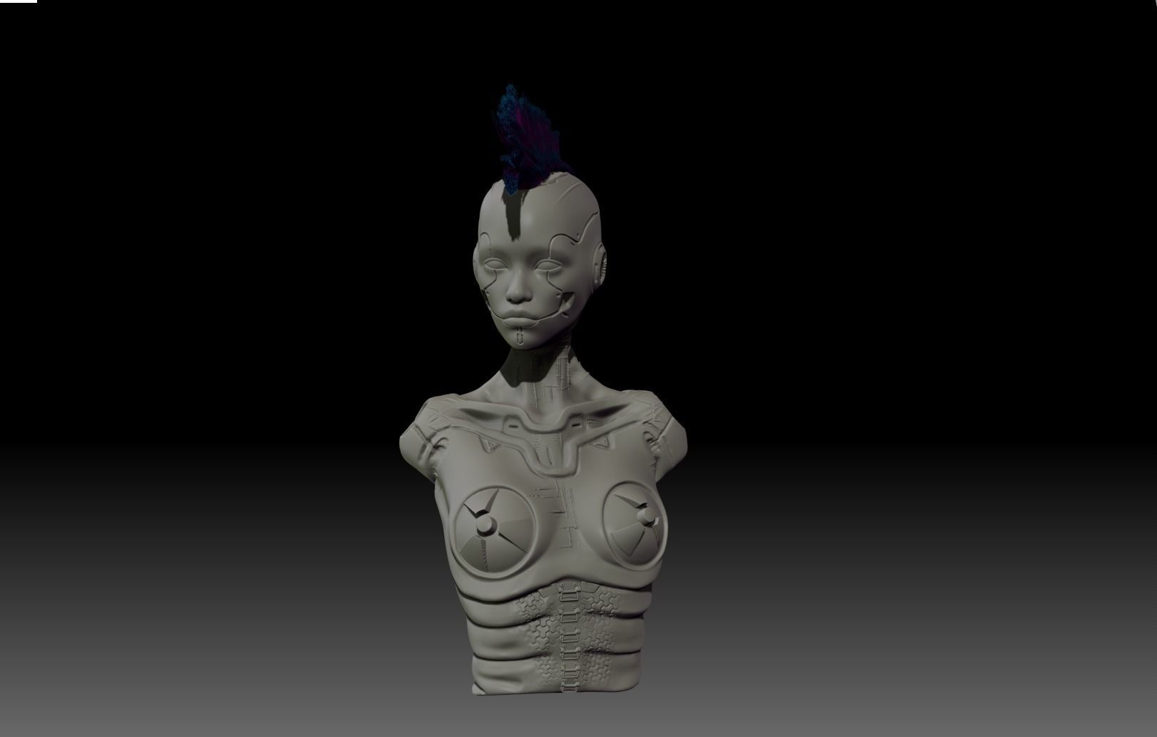 Synthetic Girl Low-poly 3D model_3