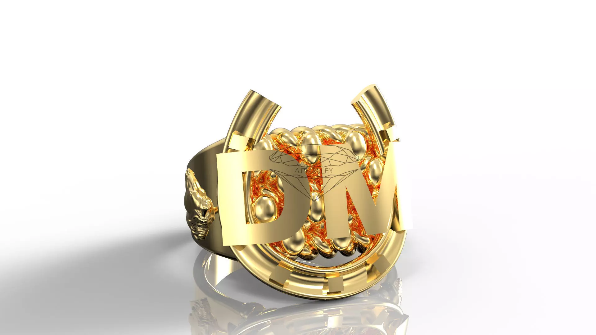 DM Initial horse shoe and keeper ring hybrid 3D print model