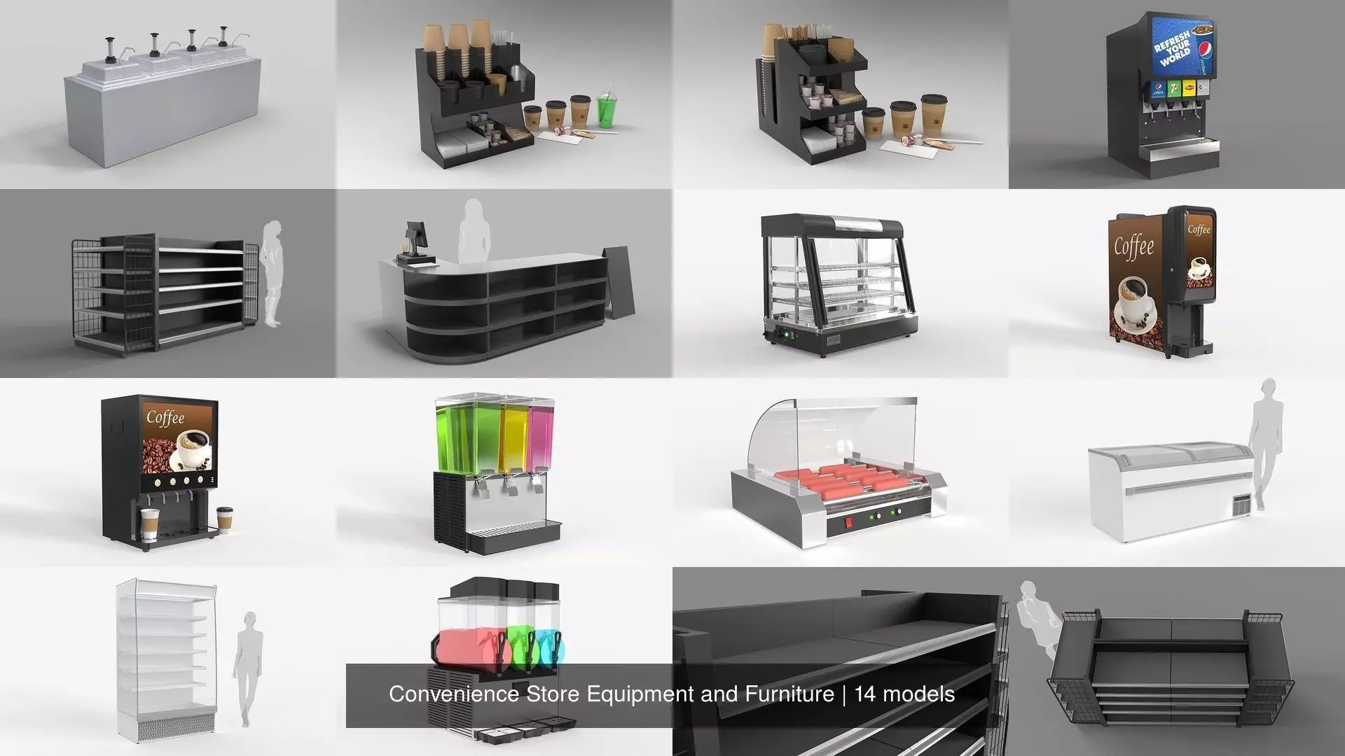 Convenience Store Equipment and Furniture 3D Model Pack
