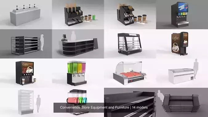 Convenience Store Equipment and Furniture 3D Model Collection