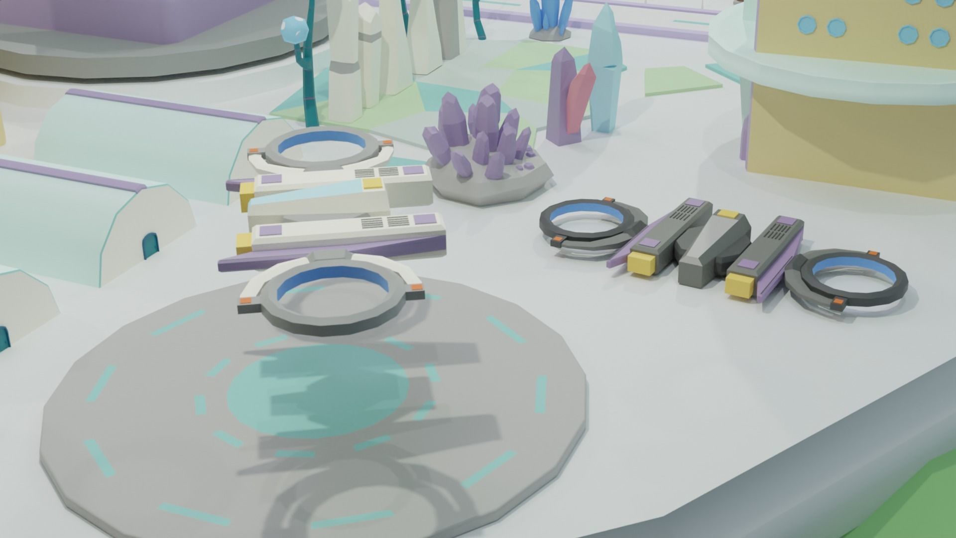 Flying Sci Fi Island City Low-poly 3D model_8