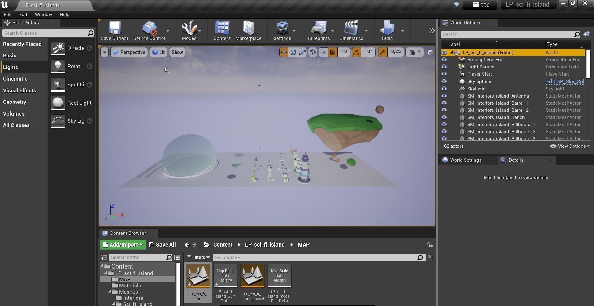 Flying Sci Fi Island City Low-poly 3D model_15