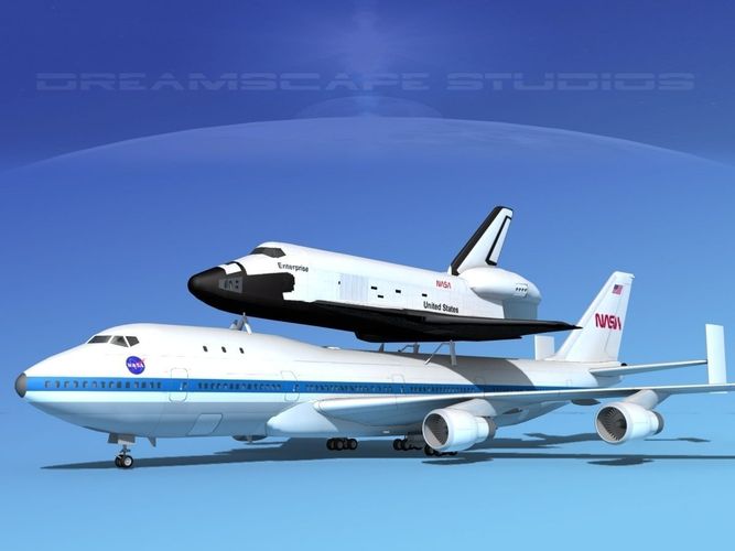 Space Shuttle Enterprise Transport  MP 2-2 747  3D model