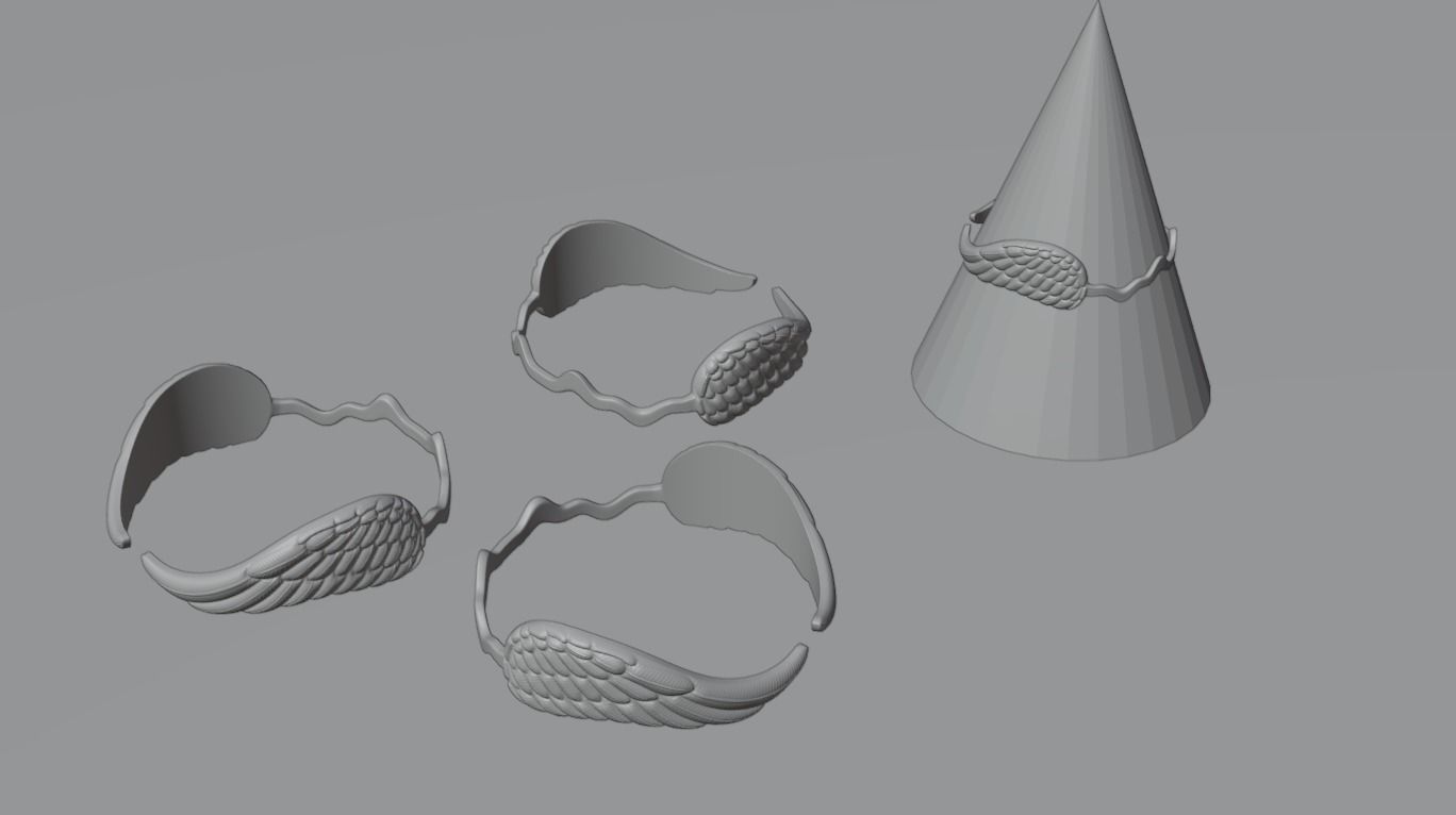 Wings ring  3D print model_2
