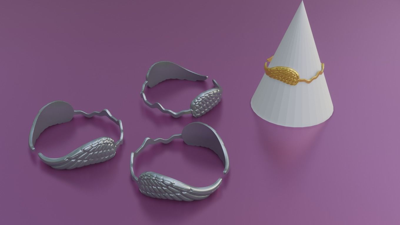 Wings ring  3D print model_1