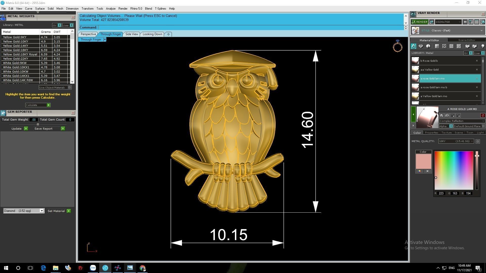 owl charm 2955 3D print model_3