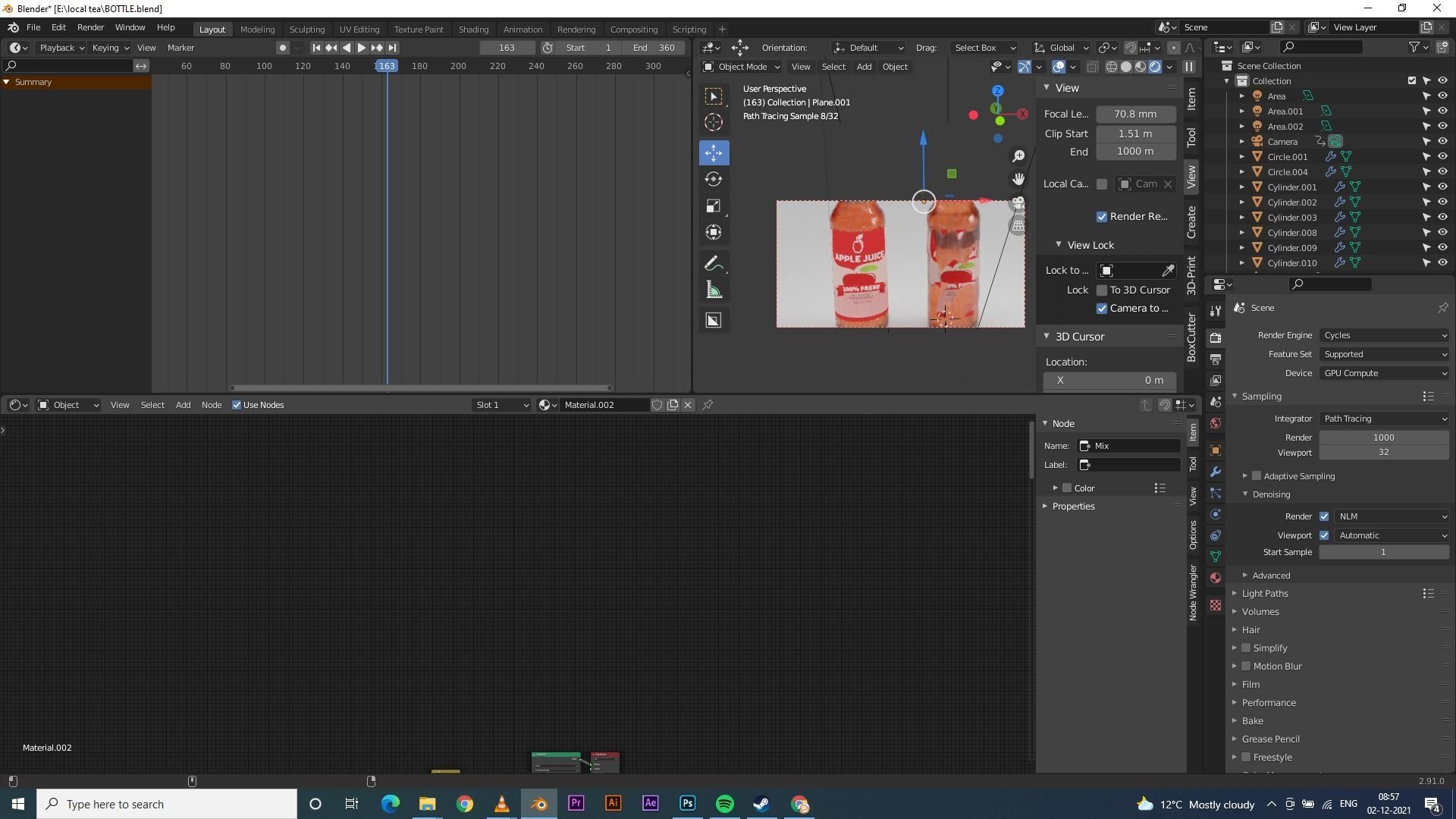condensate juice bottle with label ripped off 3D model_3