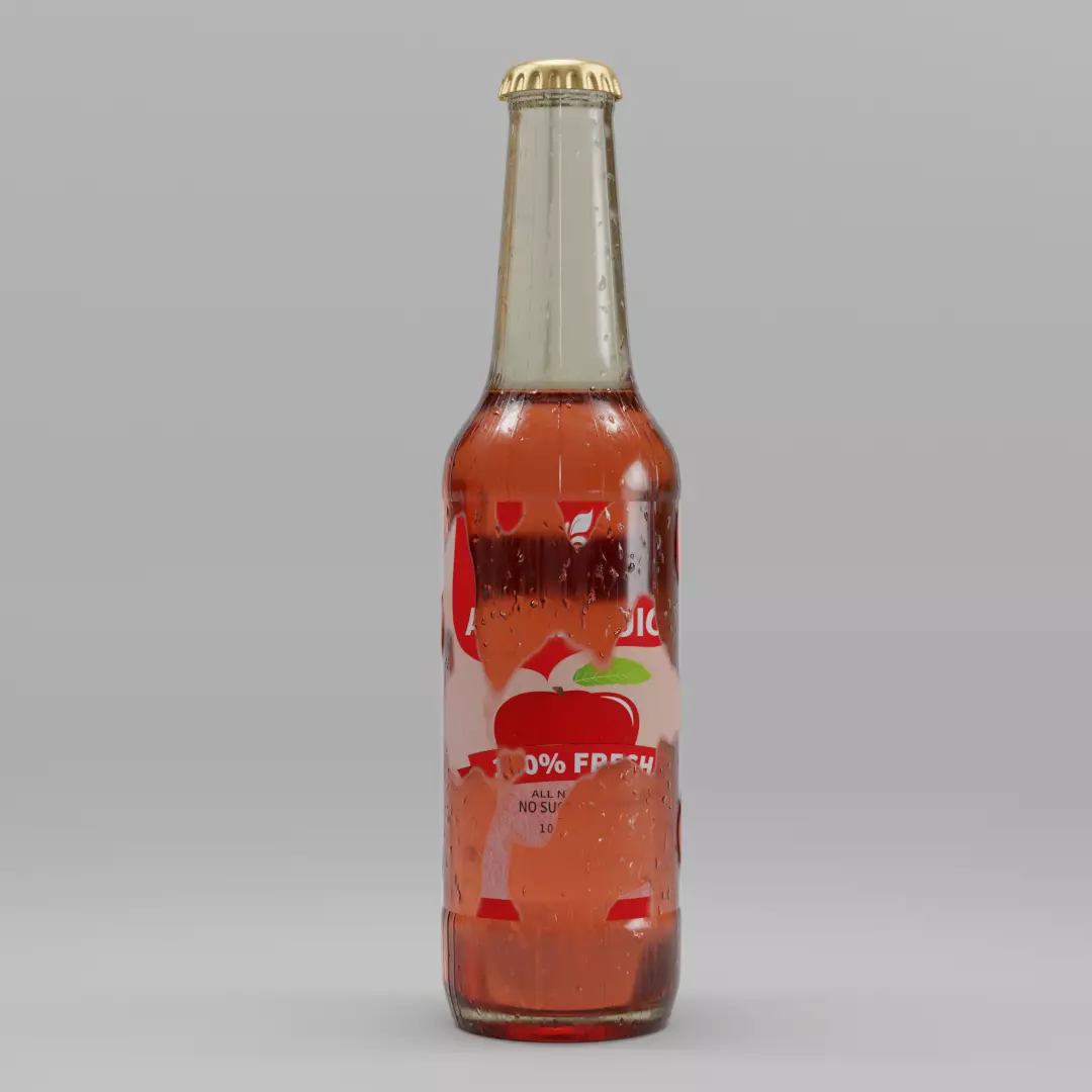 condensate juice bottle with label ripped off 3D model_0