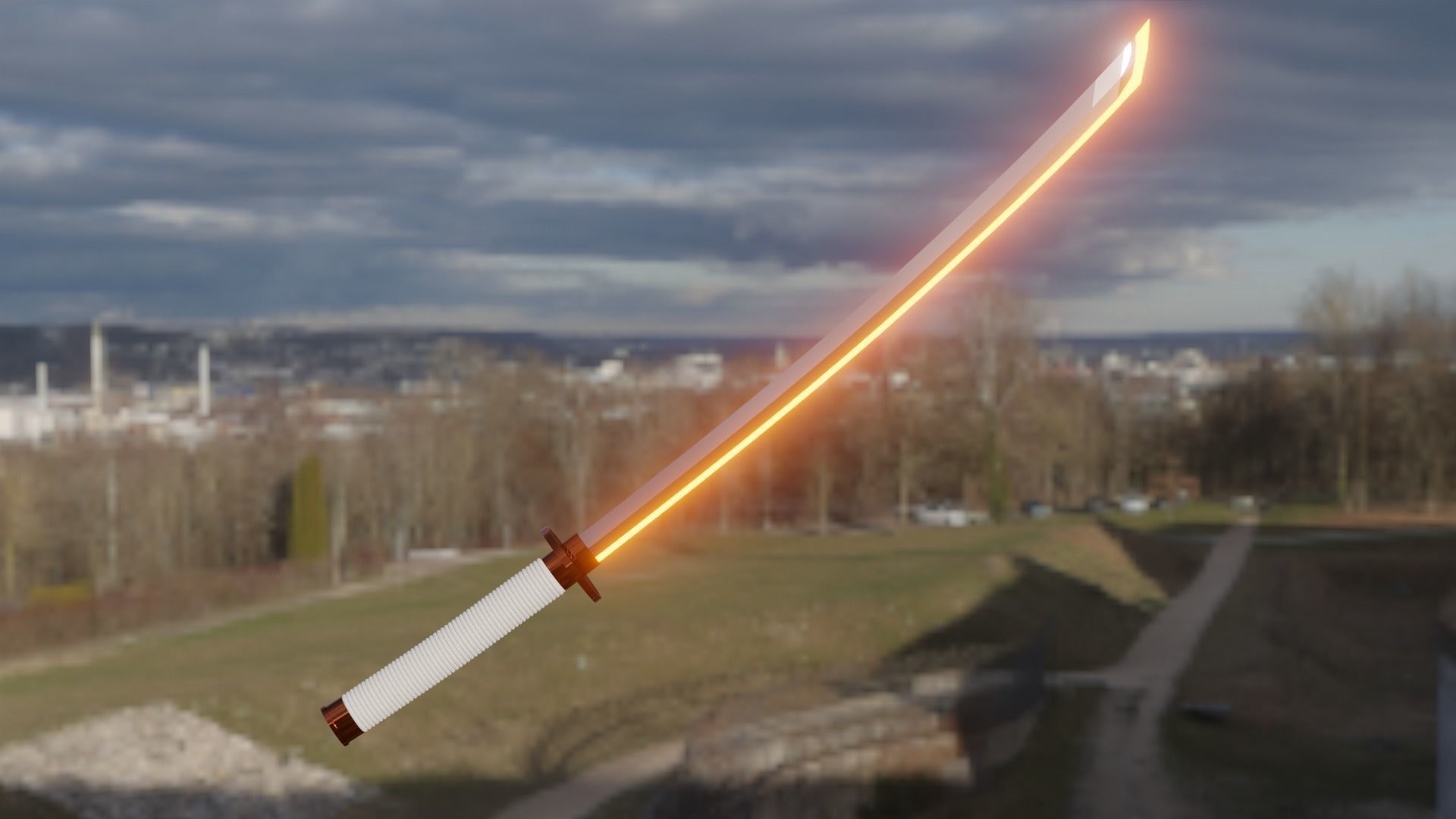 KATANA samurai sword Low-poly 3D model_6