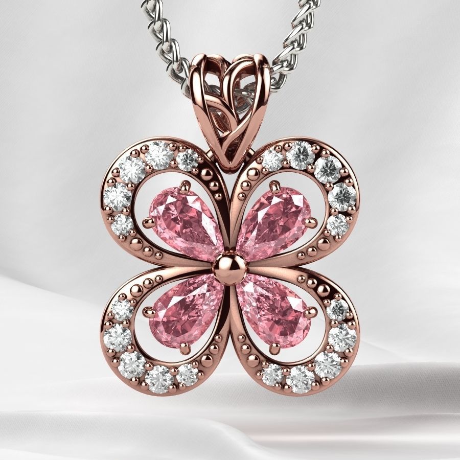 Emeralds Clover Gold Pendant 3D print model_6