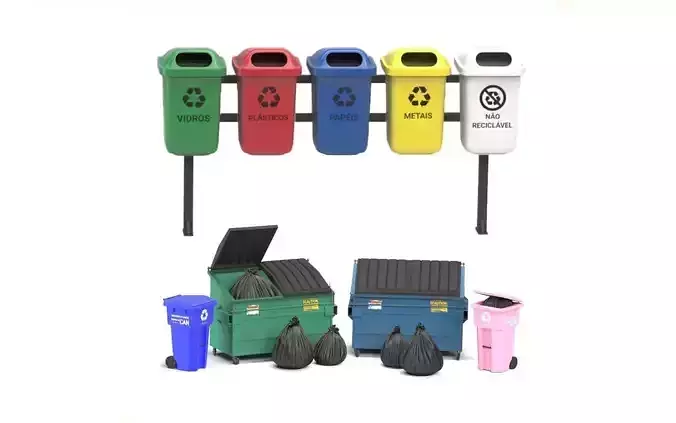 Trashbin trash cans and recycling bins 3D model