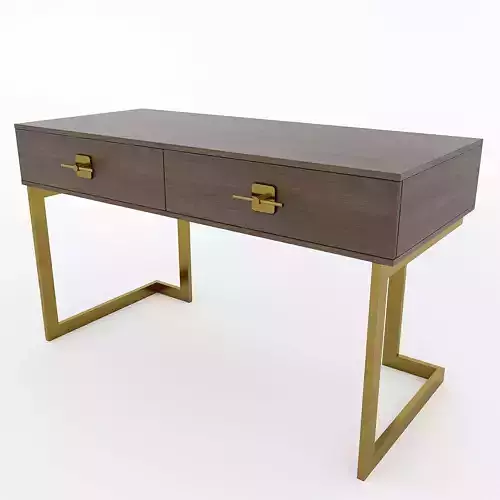worktable desk with two drawers and gold legs