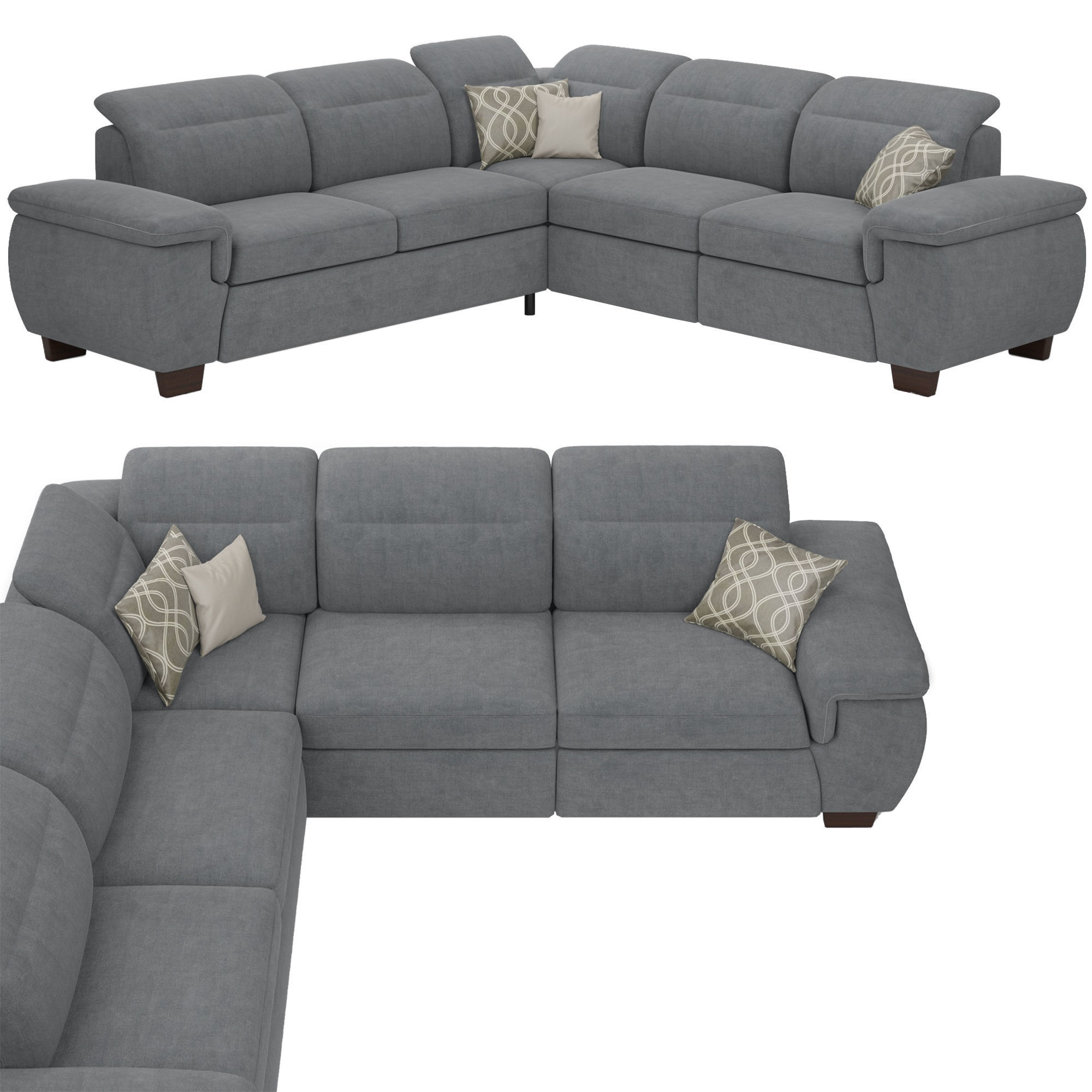 Miramar Fabric Power Sectional Sofa 3D model_1