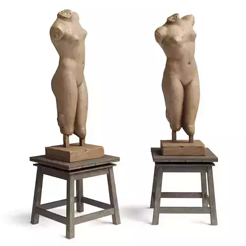 Classic woman bust with table Low-poly 3D model
