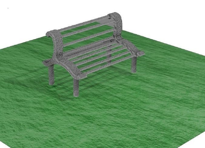 Stone Garden Bench Low-poly 3D model