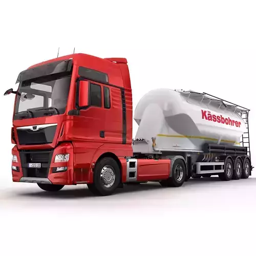 Truck with Silo Trailer 3D model