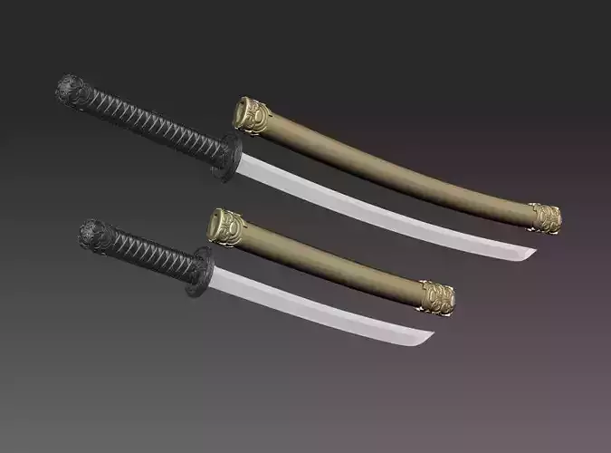 Samurai Katana Sword Blade 3D model ready print 3D print model