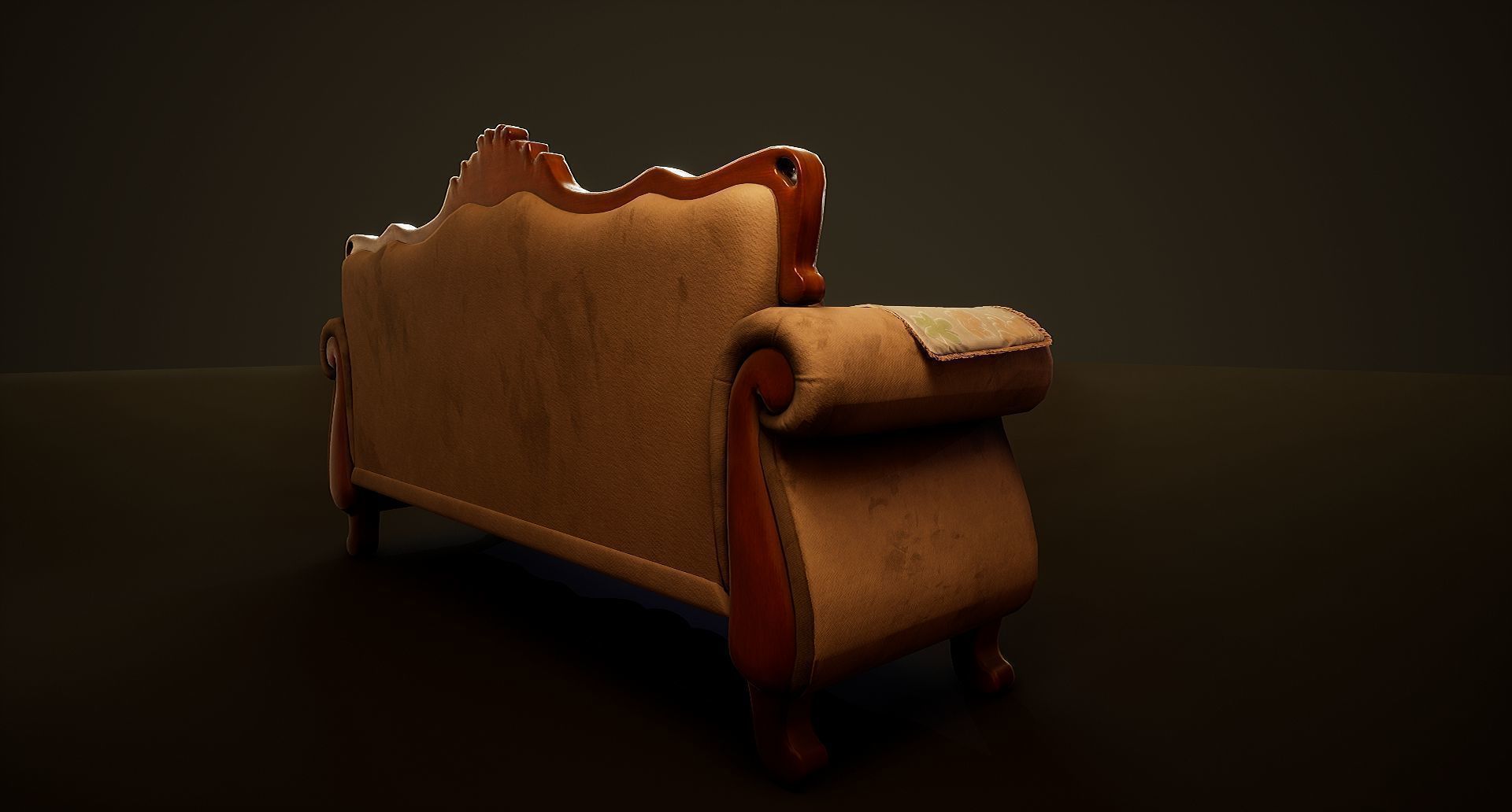 Victorian Sofa Game-Ready Low-poly 3D model_9