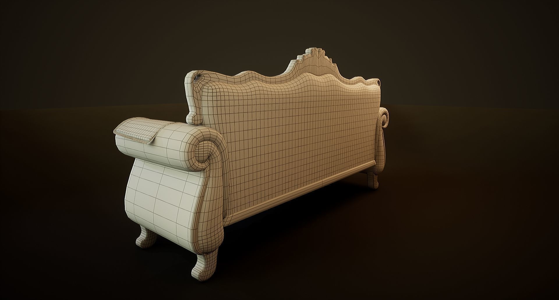 Victorian Sofa Game-Ready Low-poly 3D model_8