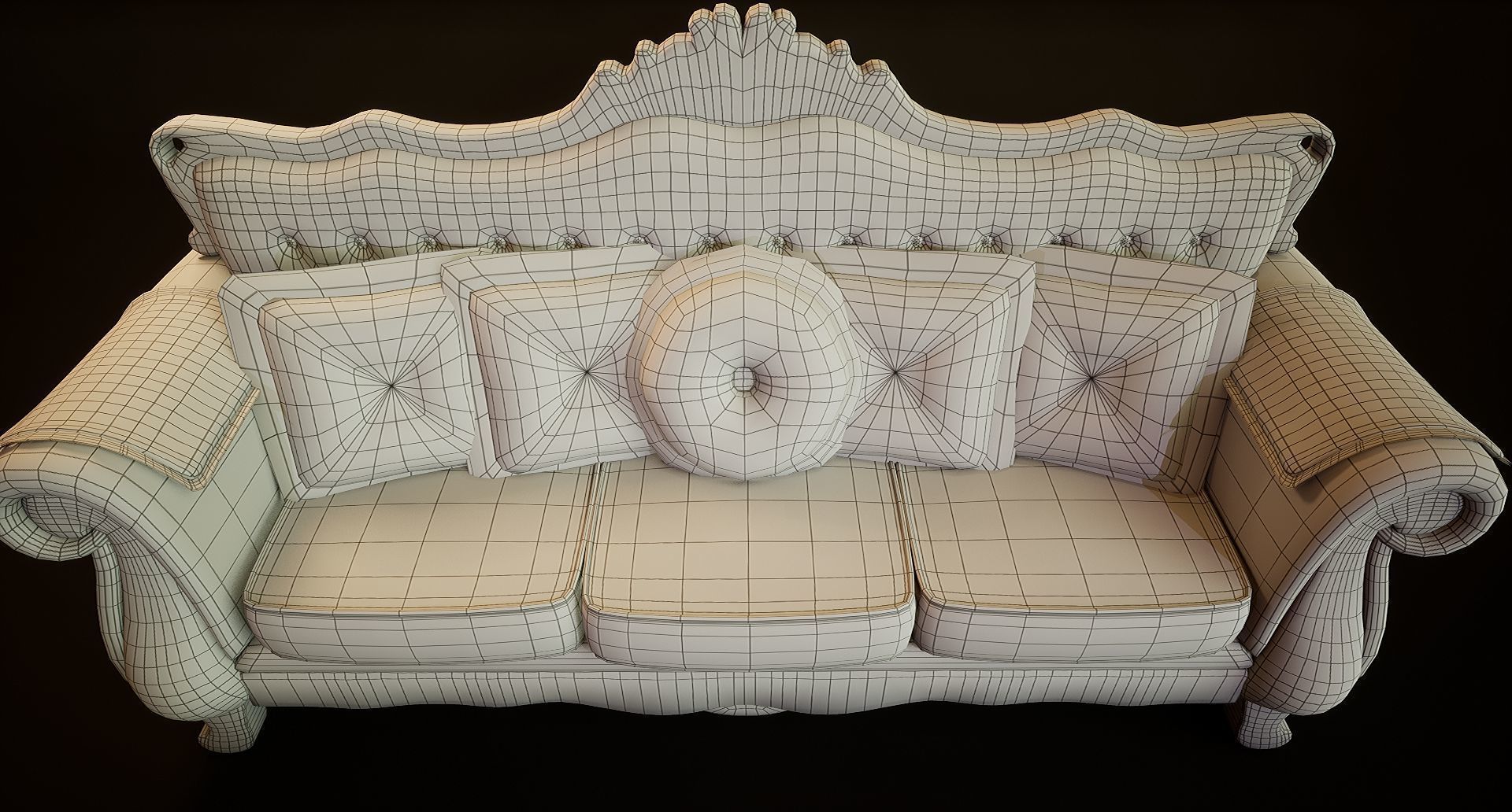 Victorian Sofa Game-Ready Low-poly 3D model_12