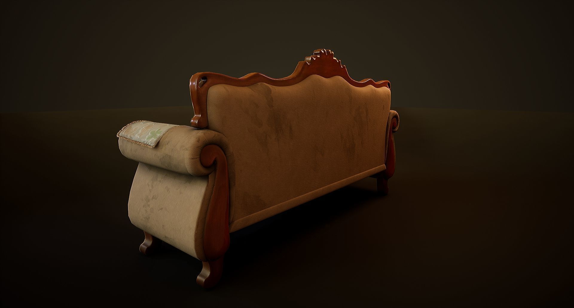 Victorian Sofa Game-Ready Low-poly 3D model_7