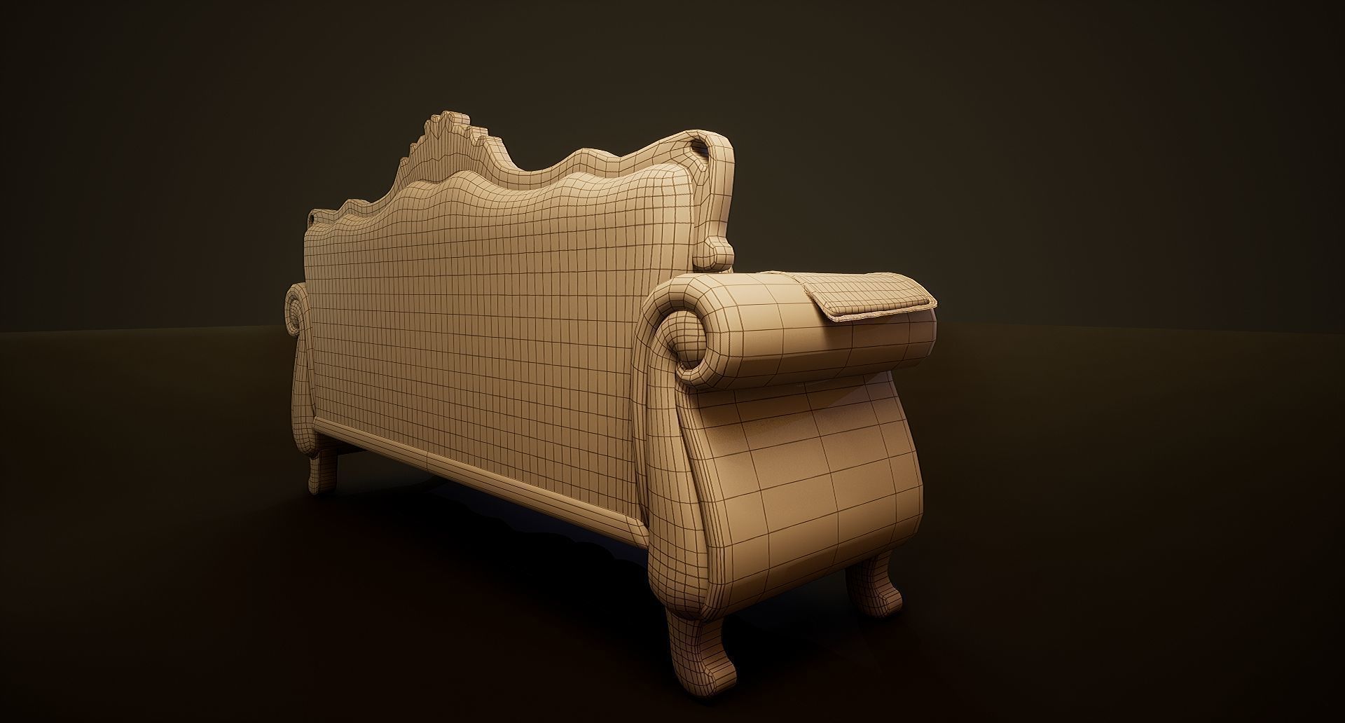 Victorian Sofa Game-Ready Low-poly 3D model_10