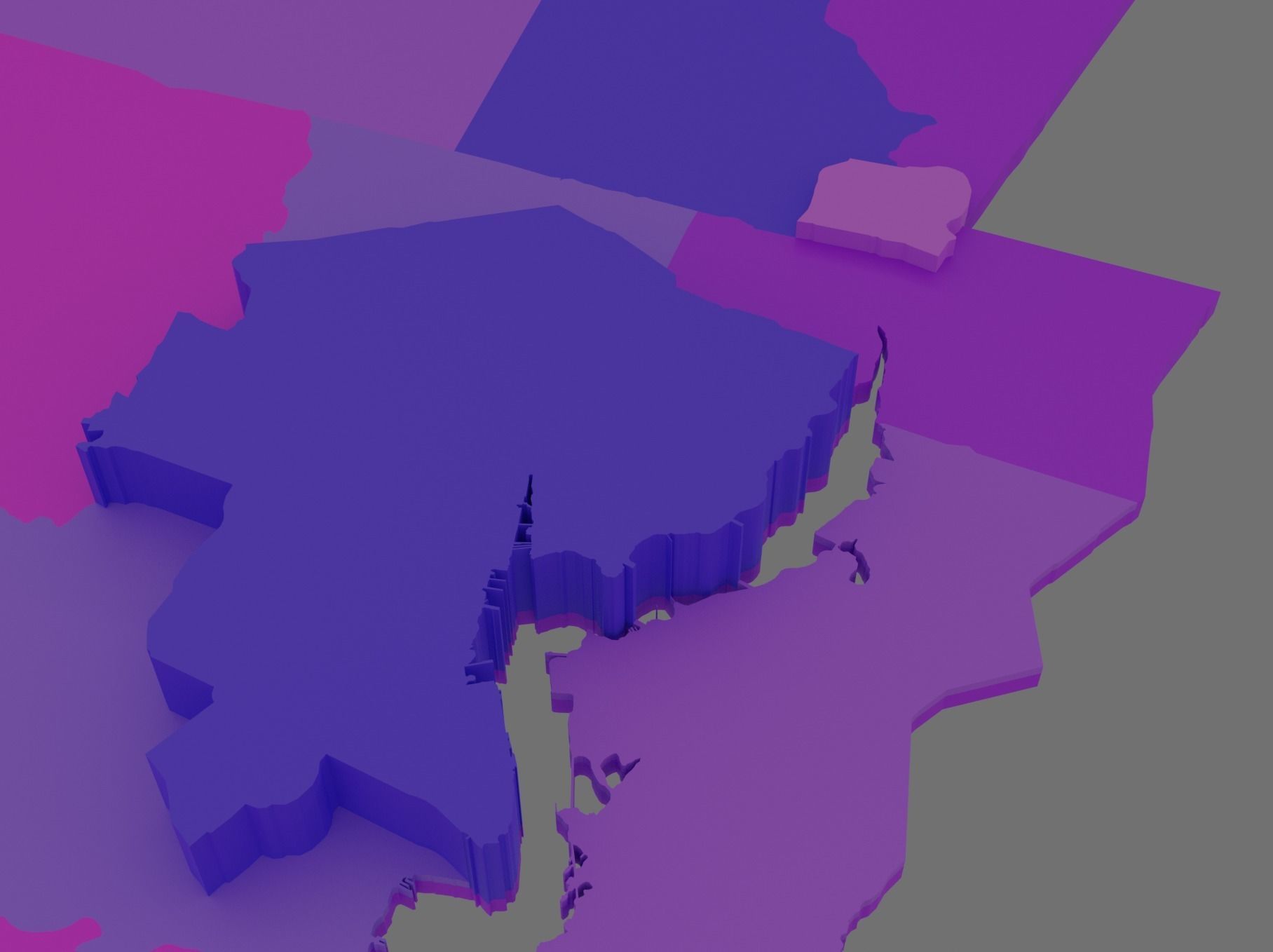 Rhode Island HD Outline 3D model_3