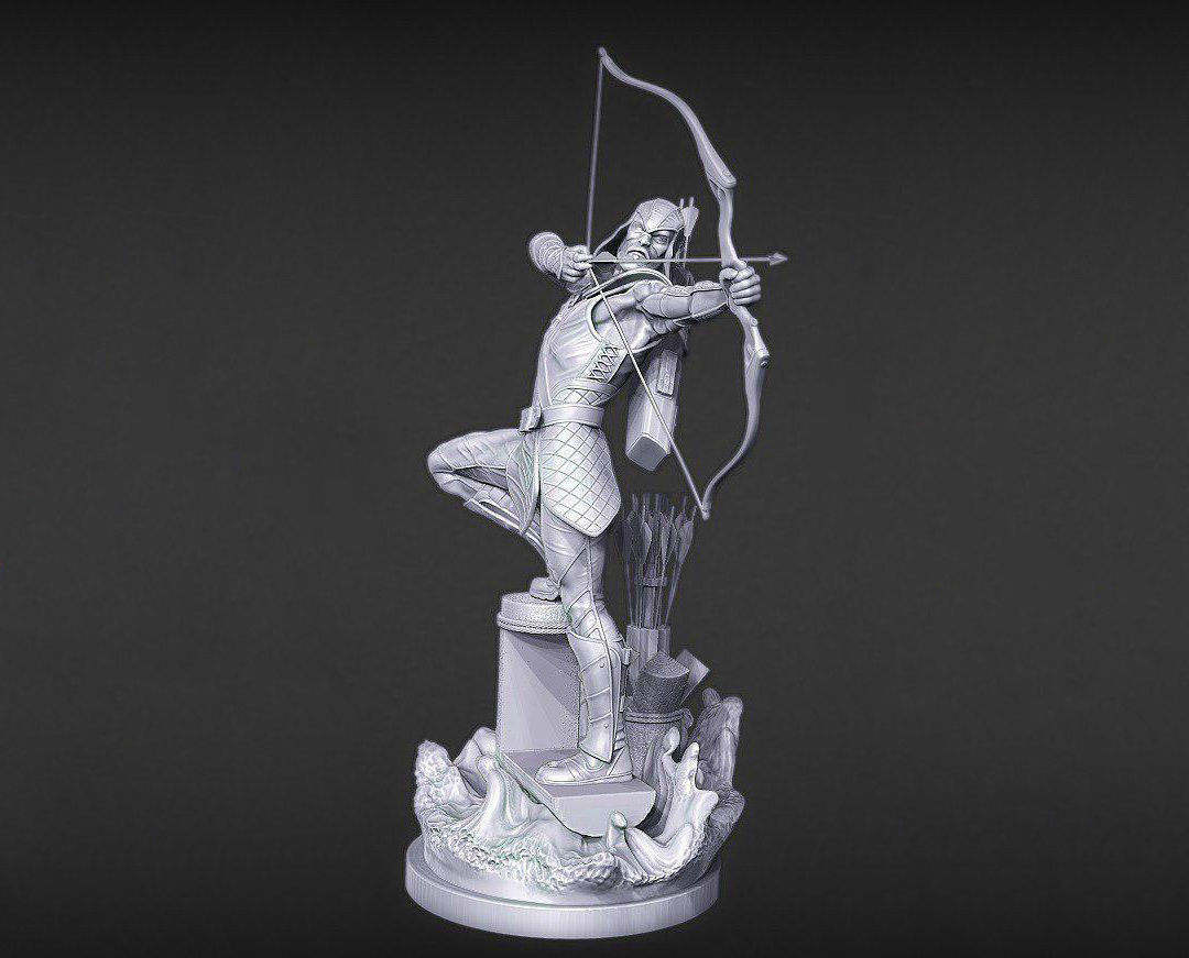 Green Arrow 3d model sculpture ready print 3D print model_1