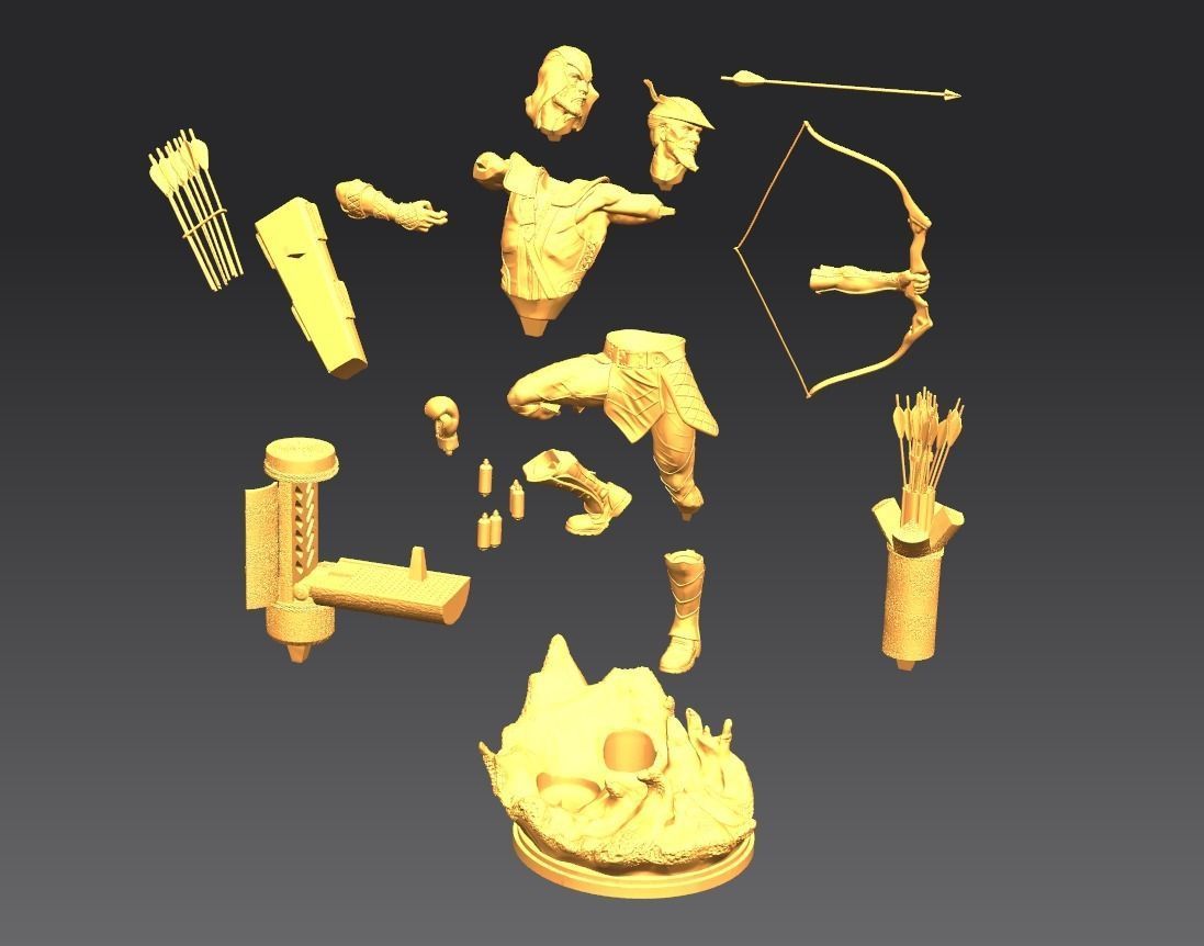 Green Arrow 3d model sculpture ready print 3D print model_3