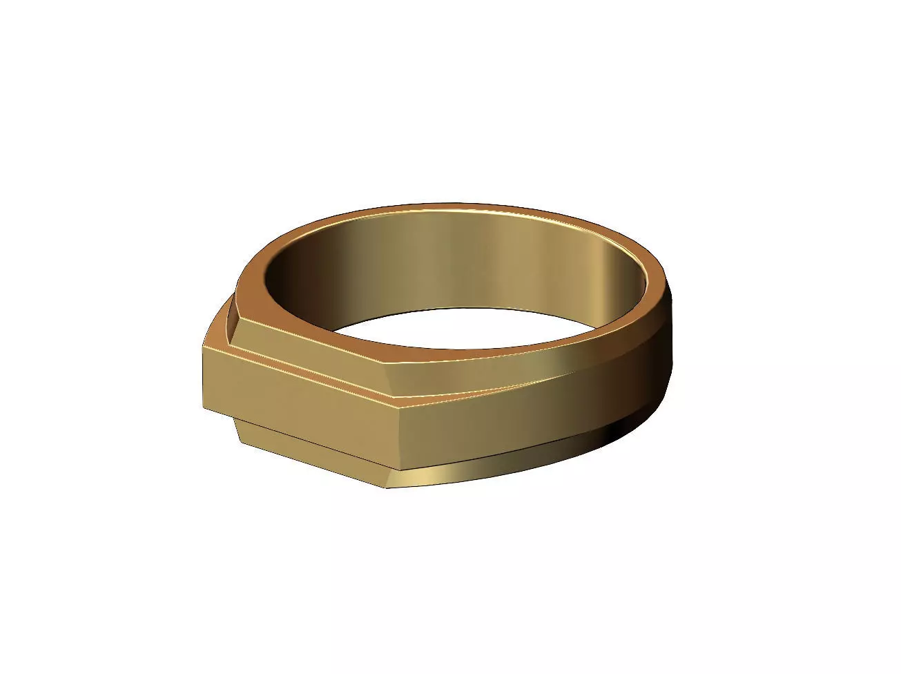 Rectangular stepped signet ring US sizes 5to13 3D print model_0