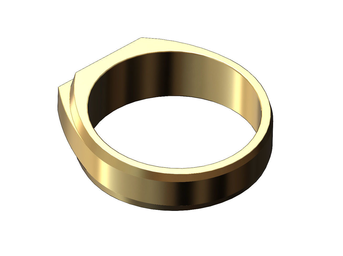 Rectangular stepped signet ring US sizes 5to13 3D print model_3