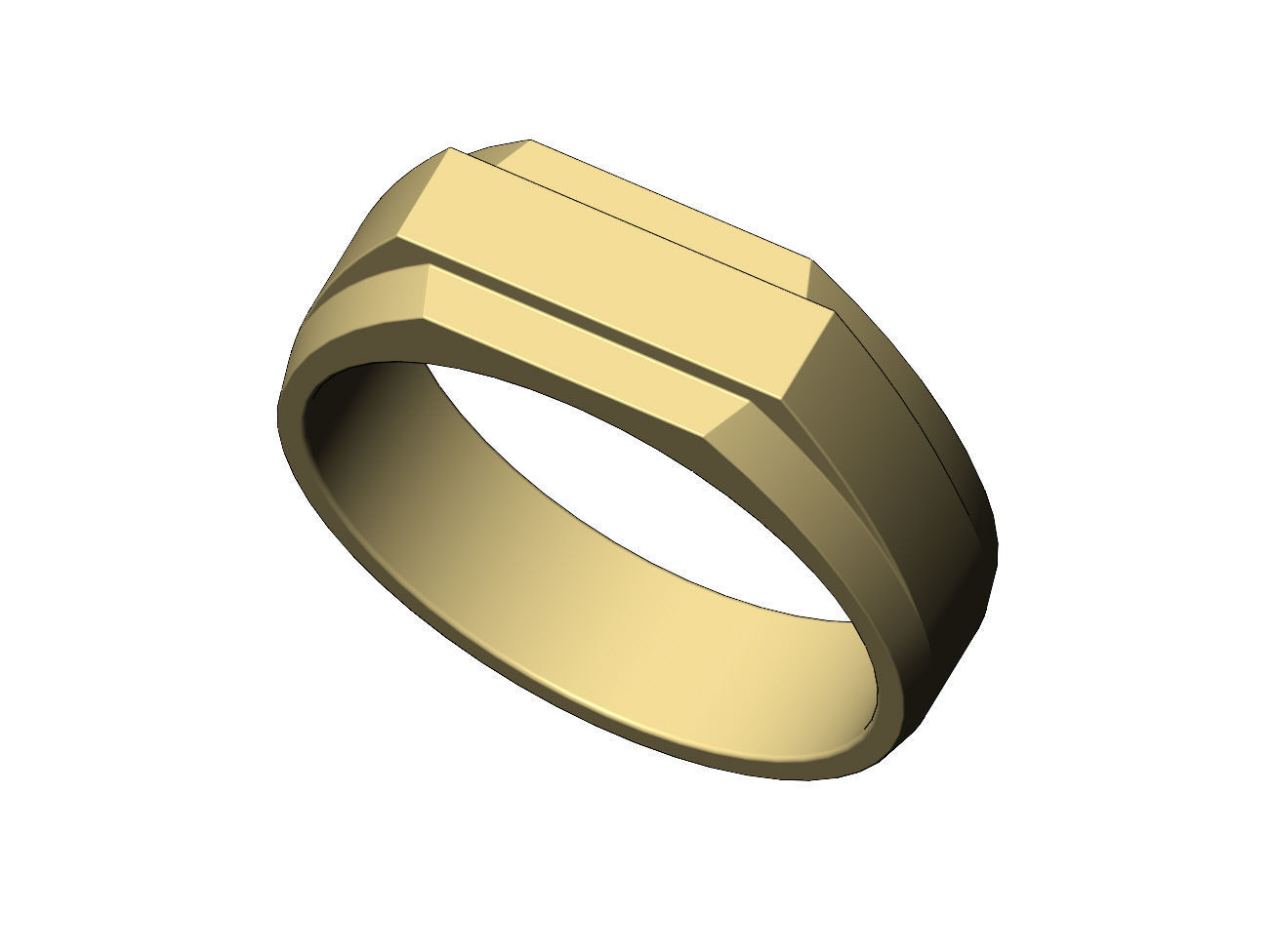 Rectangular stepped signet ring US sizes 5to13 3D print model_5