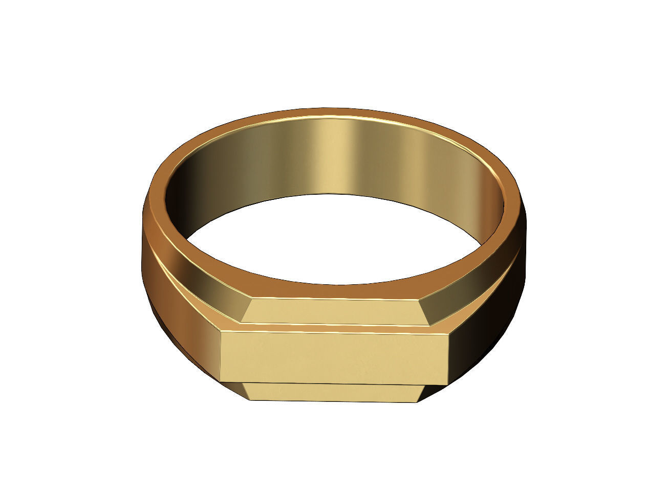 Rectangular stepped signet ring US sizes 5to13 3D print model_4