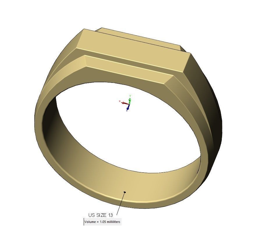 Rectangular stepped signet ring US sizes 5to13 3D print model_16