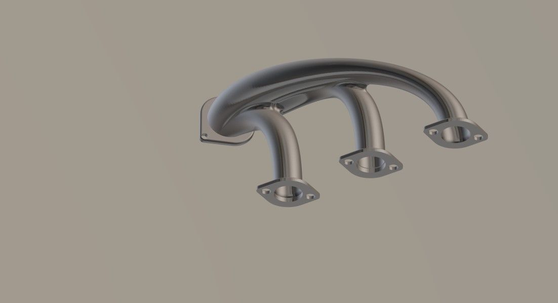 3 Cylinder header 3D print model_1