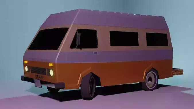 Retro Caravan Low Poly