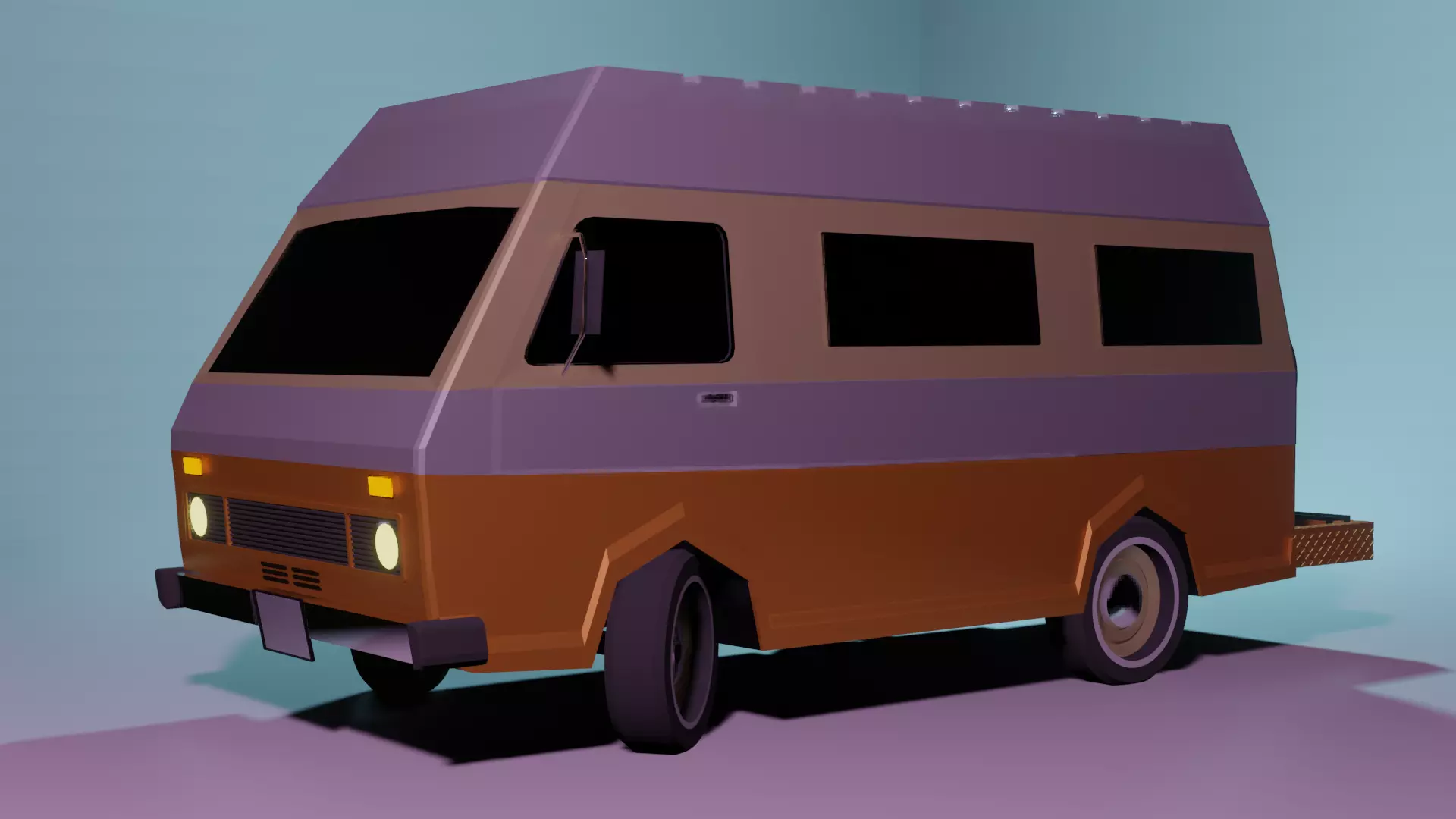 Retro Caravan Low Poly Low-poly 3D model_0