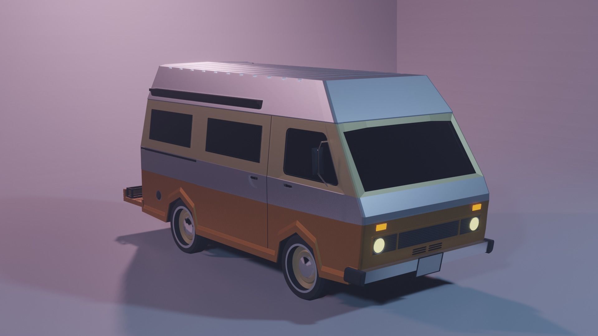 Retro Caravan Low Poly Low-poly 3D model_2